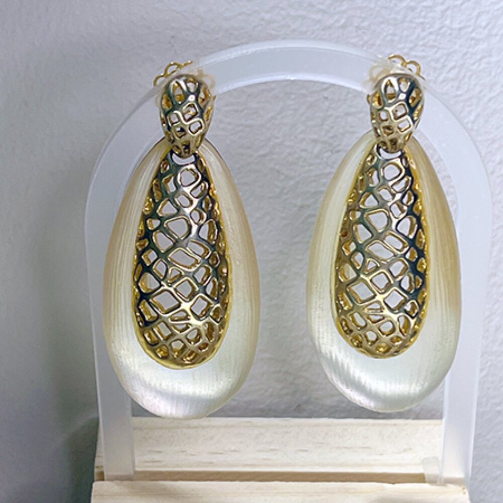 Alexis Bittar | Lucite & Lacquer Gold Drop Earrings